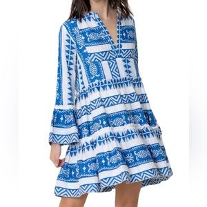 Blue and White Patterned Dress